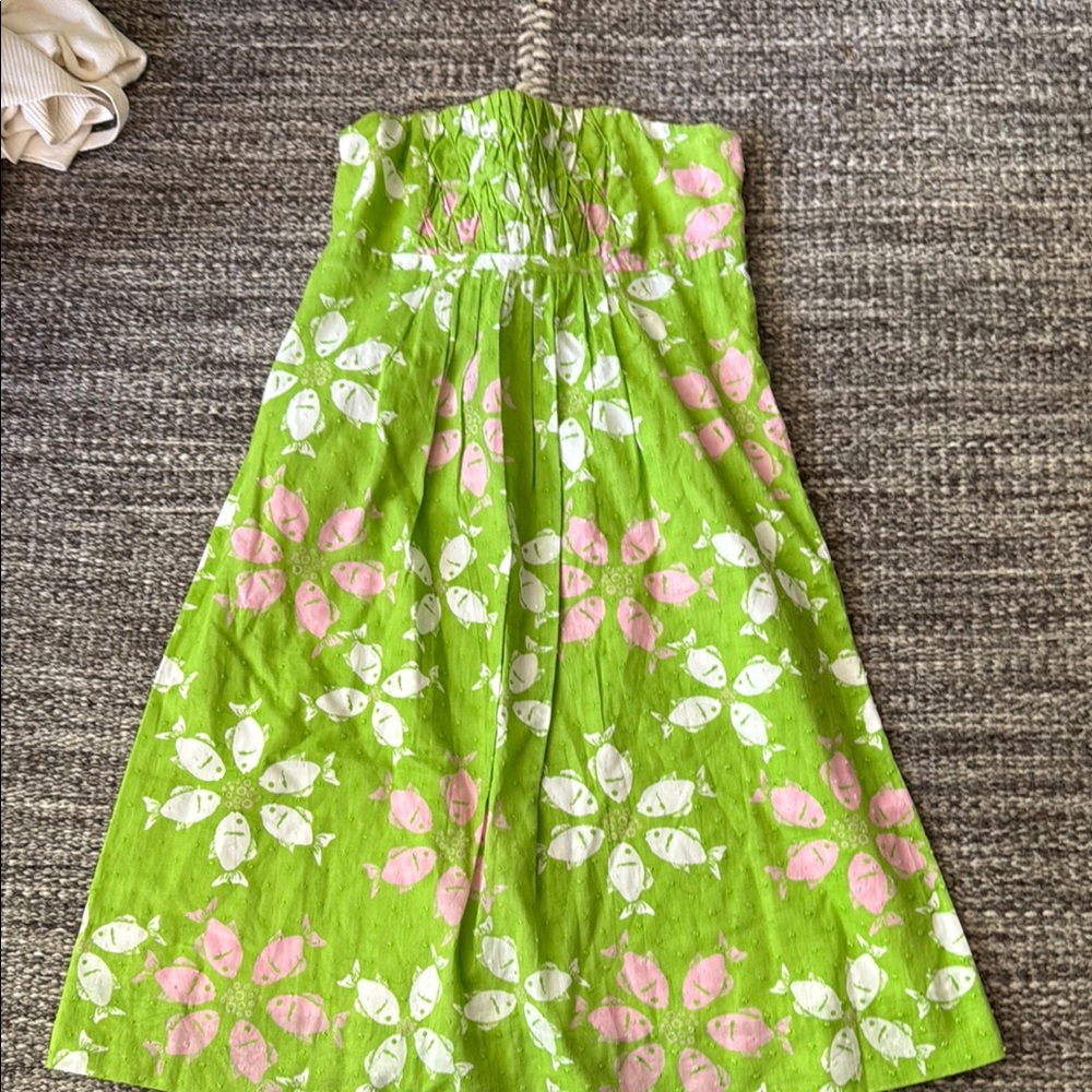 Lilly Pulitzer Green and Pink Strapless Dress